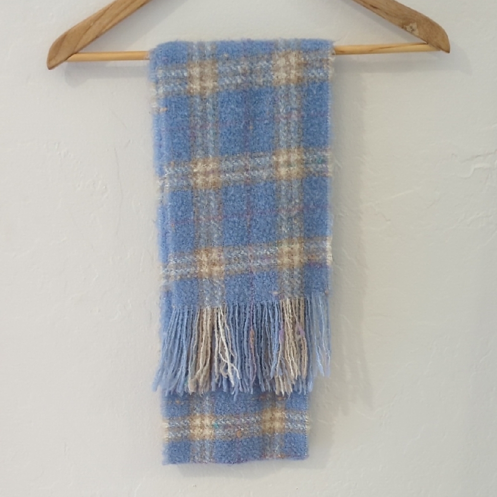 Burberry Blue and Cream Plaid Scarf